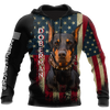 Doberman Pinscher American Flag 3D All Over Print Hoodie