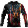 Doberman Pinscher American Flag 3D All Over Print Hoodie