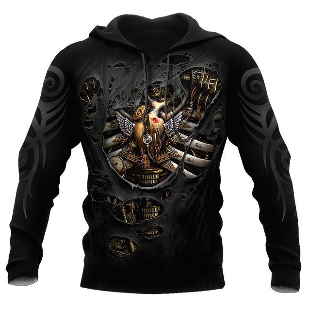 Steampunk Mechanic Skull All Over Printed Hoodie For Men and Women Pi21102002