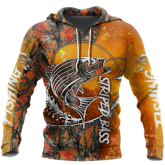 Striped Bass Fishing orange camo all over printed shirts for men and women TR271201 - Amaze Style™-Apparel