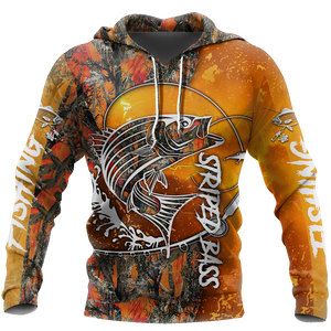 Striped Bass Fishing orange camo all over printed shirts for men and women TR271201 - Amaze Style™-Apparel