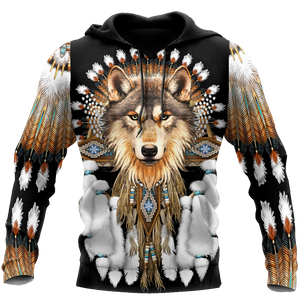 Native American Wolf 3D All Over Printed Shirts MP18052001-Apparel-MP-Hoodie-S-Vibe Cosy™