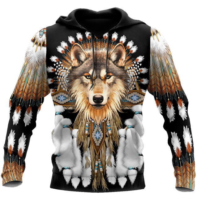 Native American Wolf 3D All Over Printed Shirts MP18052001-Apparel-MP-Hoodie-S-Vibe Cosy™