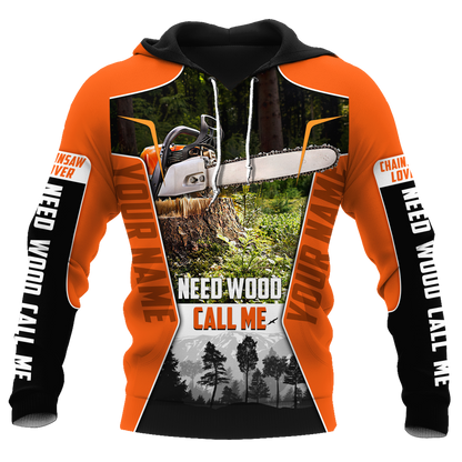 3D Chainsaw Logger Custom Name Unisex Shirts Pi16102004