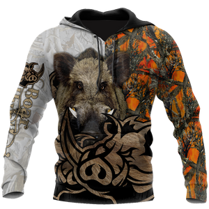 Boar Hunter Oreange Camo 3D All Over Print  Hoodie DL20102003