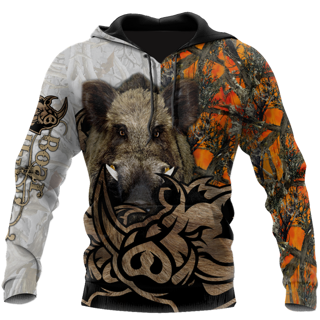 Boar Hunter Oreange Camo 3D All Over Print  Hoodie DL20102003