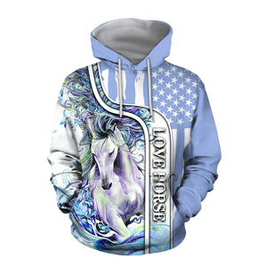 Beautiful Love Horse winter set for Women - Blue Version Pi201203-Apparel-NNK-Hoodie-S-Vibe Cosy™