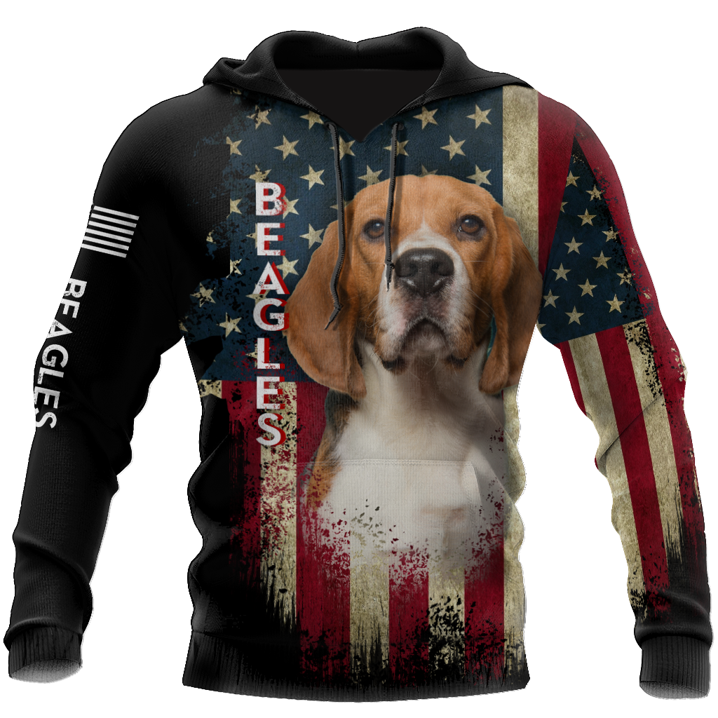 Beagles American Flag 3D All Over Print Hoodie