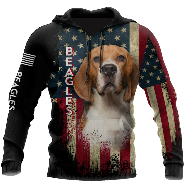 Beagles American Flag 3D All Over Print Hoodie