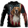 Beagles American Flag 3D All Over Print Hoodie