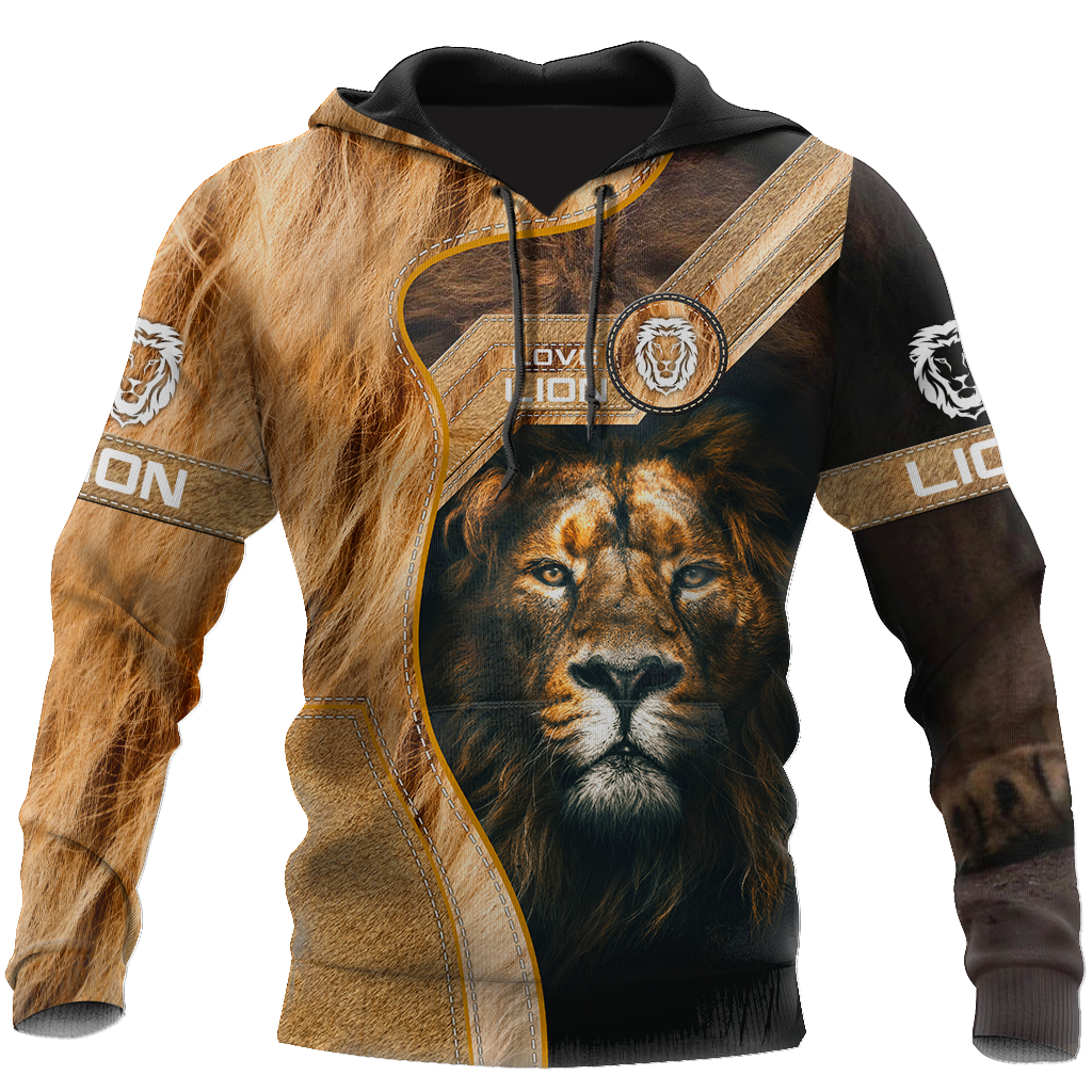 I Love Lion Over Printed Hoodie