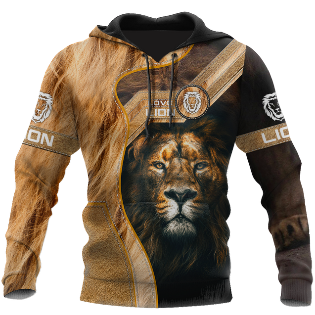 I Love Lion Over Printed Hoodie