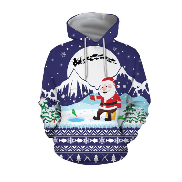 Santa Claus Goes Fishing For Xmas - Blue version TR8601 - Amaze Style™-Apparel