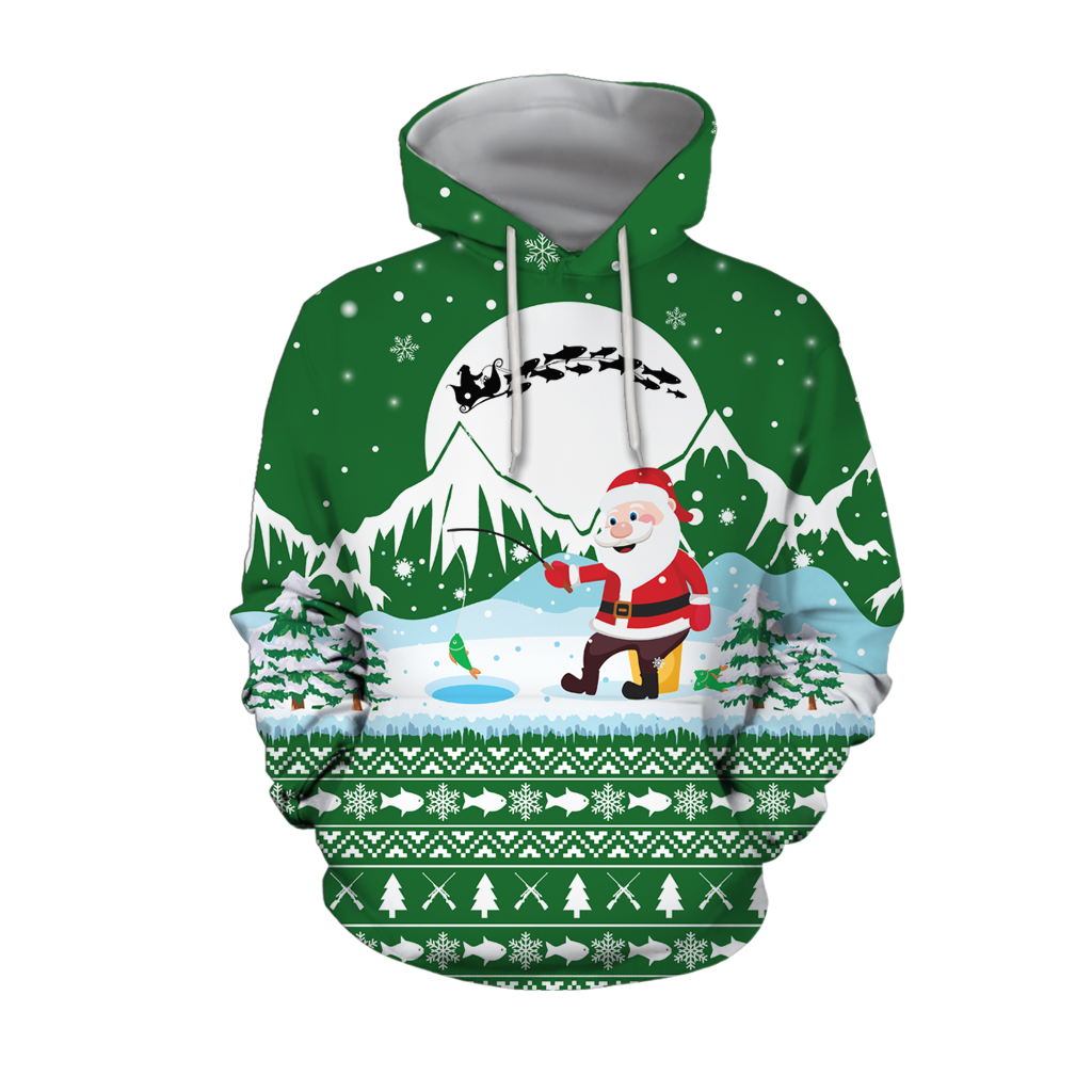Santa Claus Goes Fishing For Xmas - Green version TR8602 - Amaze Style™-Apparel