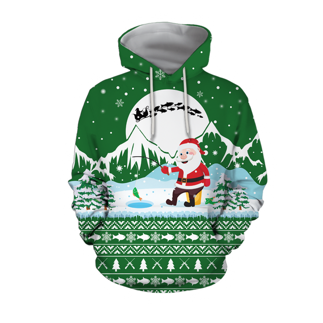 Santa Claus Goes Fishing For Xmas - Green version TR8602 - Amaze Style™-Apparel