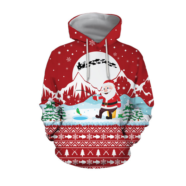 Santa Claus Goes Fishing For Xmas - Red version TR8603 - Amaze Style™-Apparel