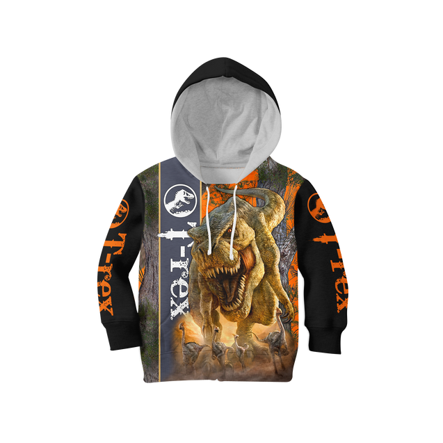 DINOSAUR T-REX 3D ALL OVER PRINTED SHIRTS MP898-Apparel-MP-Kids Hoodie-S-Vibe Cosy™