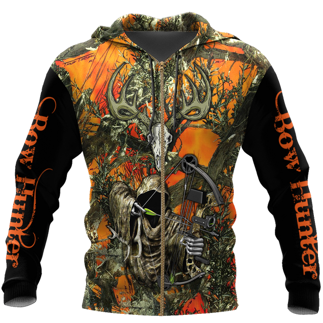 3D All Over Printed Grim Reaper Bow Hunter Camo-Apparel-HP Arts-ZIPPED HOODIE-S-Vibe Cosy™