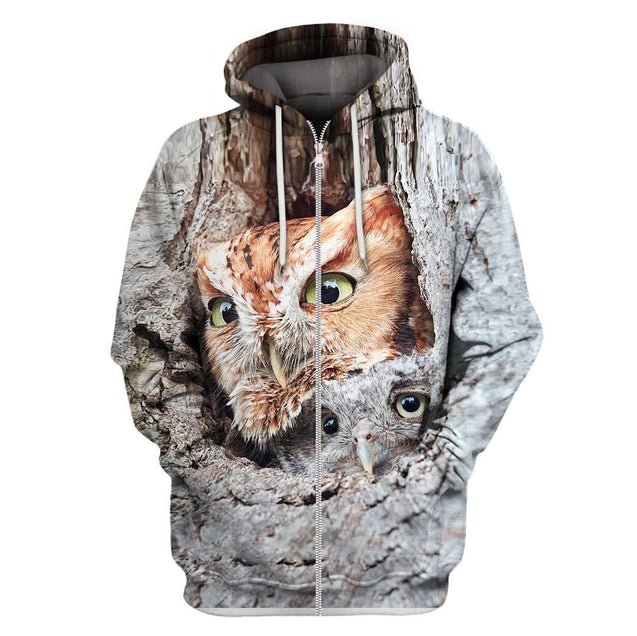 3D All Over Printed Camouflage Owls Art Shirts and Shorts-Apparel-Phaethon-Hoodie-S-Vibe Cosy™