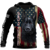 Black German Shepherd American Flag 3D All Over Print Hoodie