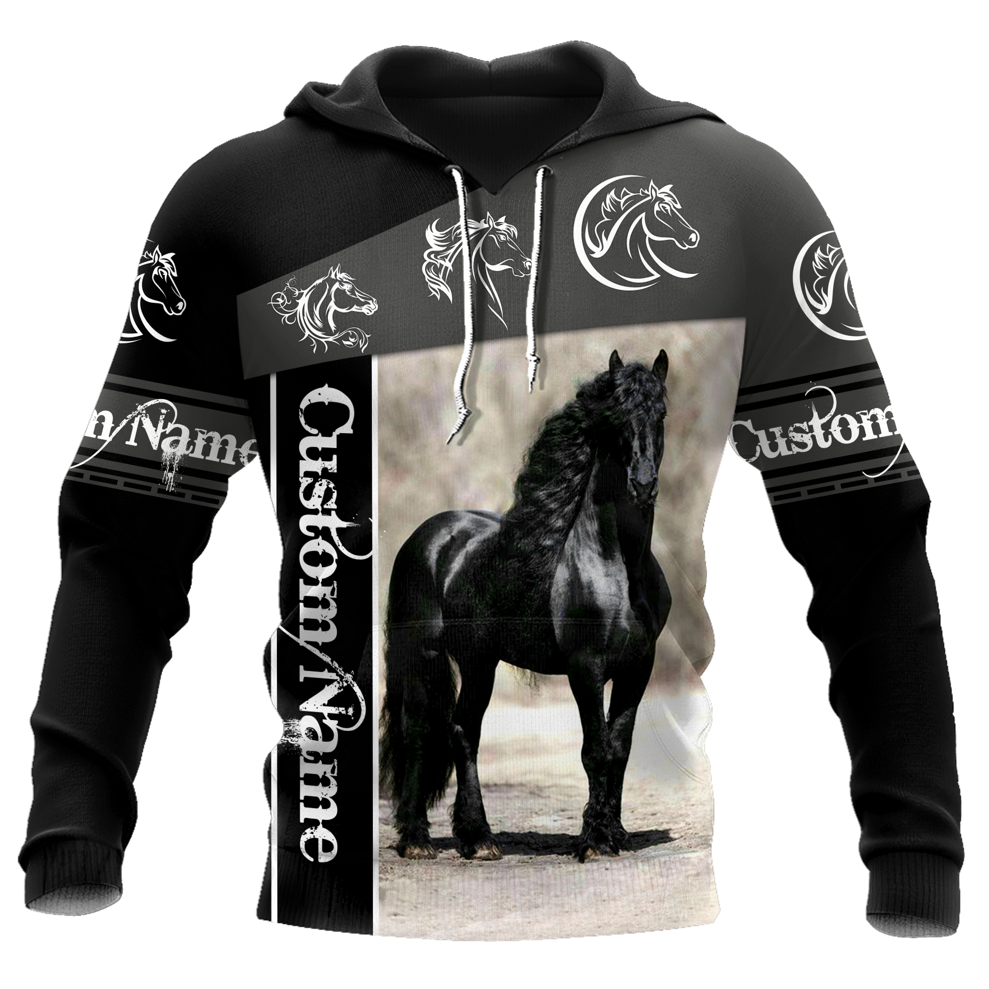 Black Horse Custom Name 3D All Over Printed Shirts TA09252001S