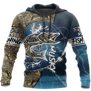 Musky Fishing huk up all Printing Shirts for men and women Blue TR021204 - Amaze Style™-Apparel