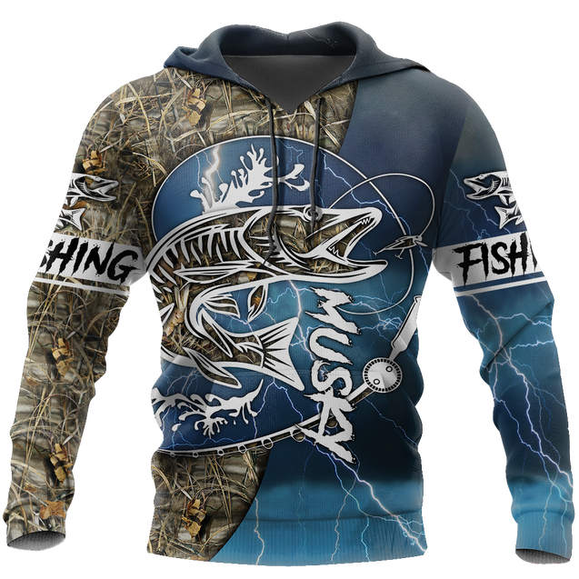 Musky Fishing huk up all Printing Shirts for men and women Blue TR021204 - Amaze Style™-Apparel