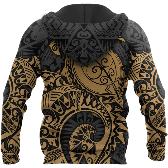 Samoa Polynesian Hoodie Gold Turtle Flowing 3d all over printed shirt and short for man and women AZ130201 PL-Apparel-PL8386-Hoodie-S-Vibe Cosy™