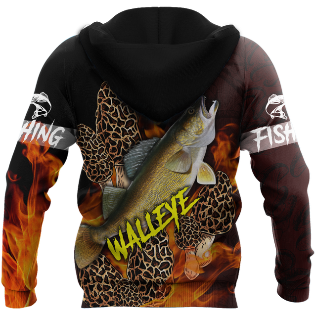 Walleye Fishing with morels mushrooms 3D all over printing shirts for men and women TR250201 - Amaze Style™-Apparel