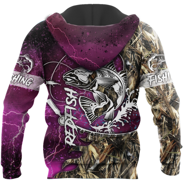 Red fishing all over printed hoodie T-shirt for men and women purple color TR231201 - Amaze Style™-Apparel