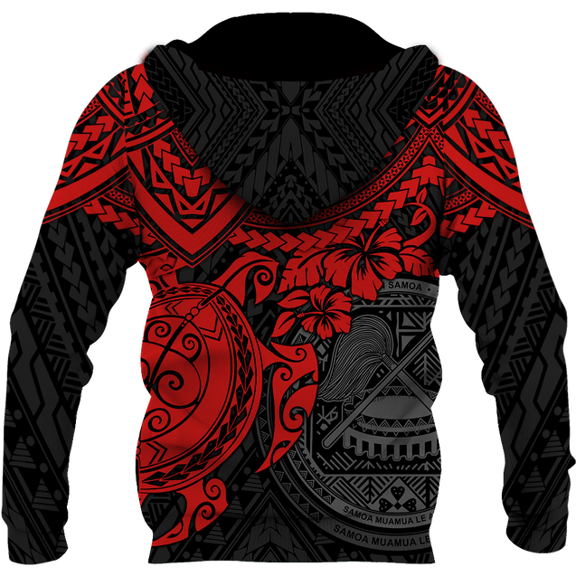 American Samoa Polynesian Hoodie Red Turtle JJ300102 PL-Apparel-PL8386-Hoodie-S-Vibe Cosy™
