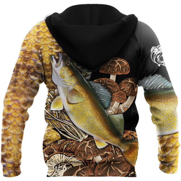 Walleye Fishing on skin mushrooms 3D all over printing shirts for men and women TR200201 - Amaze Style™-Apparel