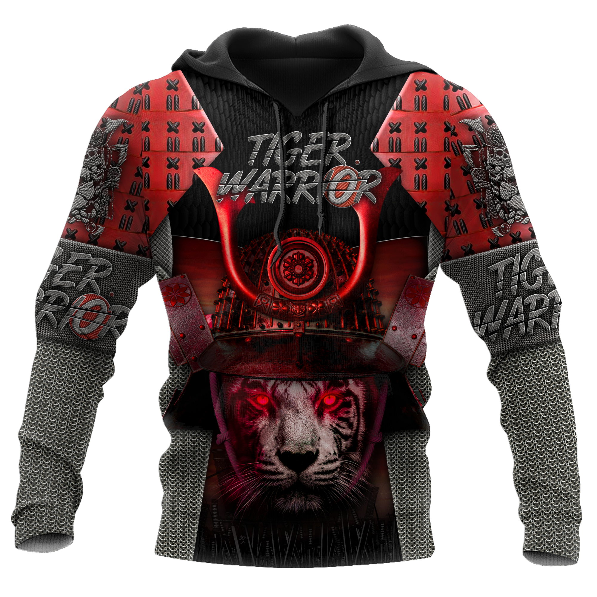 3D Tiger Samurai Warrior Custom Name Hoodie Shirt for Men and Women