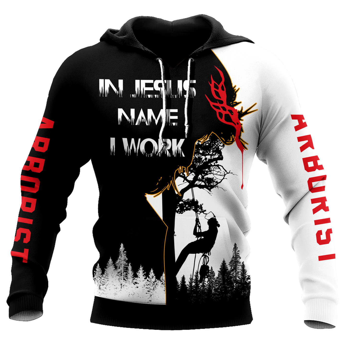 Premium Unisex All Over Printed In Jesus Name I Work Arborist Shirts MEI