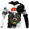 Dairy Cattle Mery Christmas 3D All Over Printed Shirts For Men And Woman