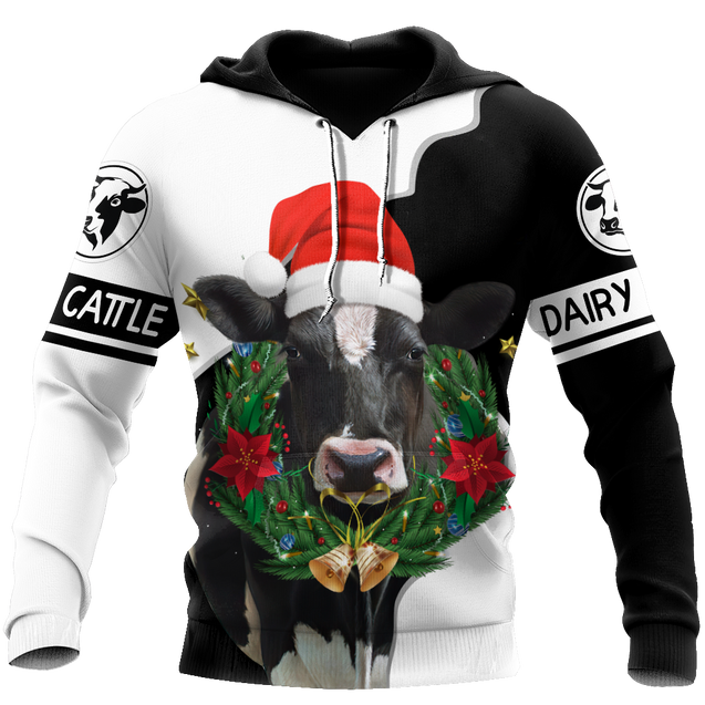 Dairy Cattle Mery Christmas 3D All Over Printed Shirts For Men And Woman