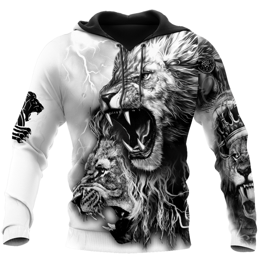 White Lion Tattoo 3D All Over Printed Shirt for Men and Women