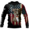 Pit Bull Terrier American Flag 3D All Over Print Hoodie TR0510202