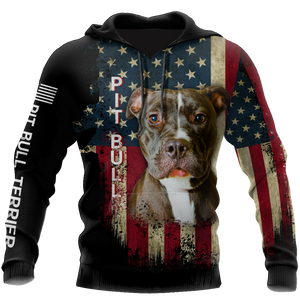 Pit Bull Terrier American Flag 3D All Over Print Hoodie TR0510202