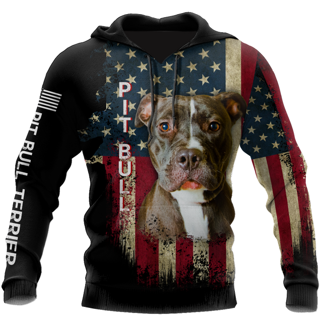 Pit Bull Terrier American Flag 3D All Over Print Hoodie TR0510202