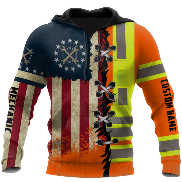 Personalized Mechanic American Flag Hoodie Shirt for Men and Women TR0710201