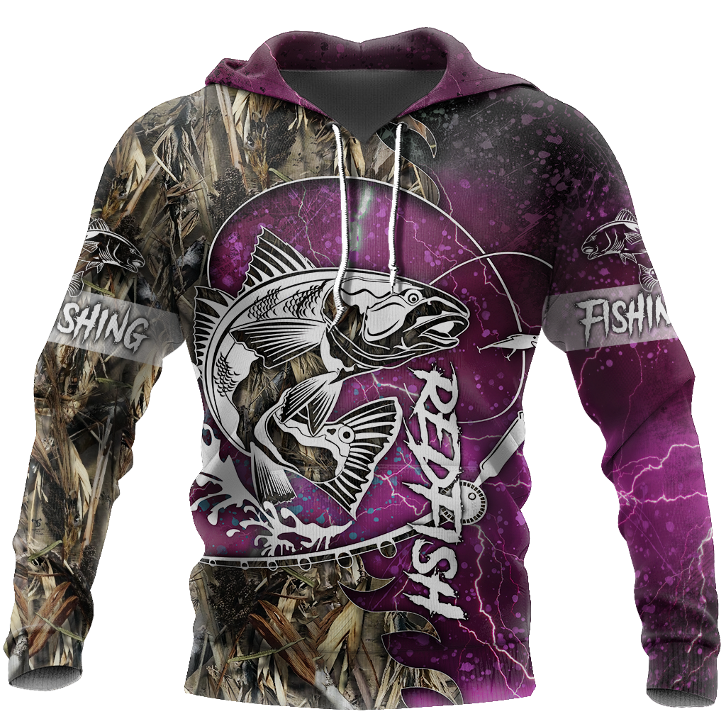 Red fishing all over printed hoodie T-shirt for men and women purple color TR231201 - Amaze Style™-Apparel
