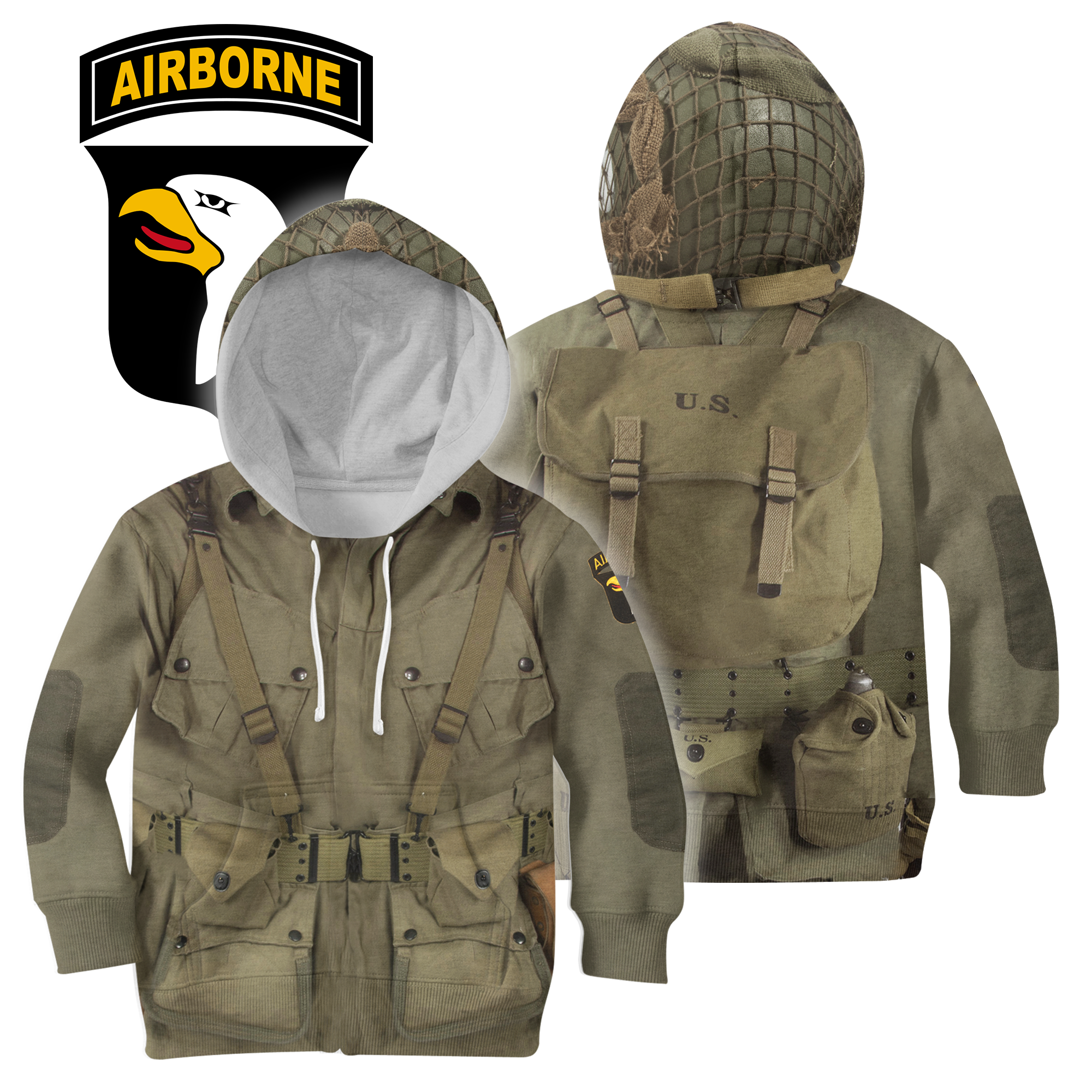 3D All Over Printed WW2 Paratroopers Uniform-Apparel-HP Arts-Hoodie-YOUTH XS-Vibe Cosy™