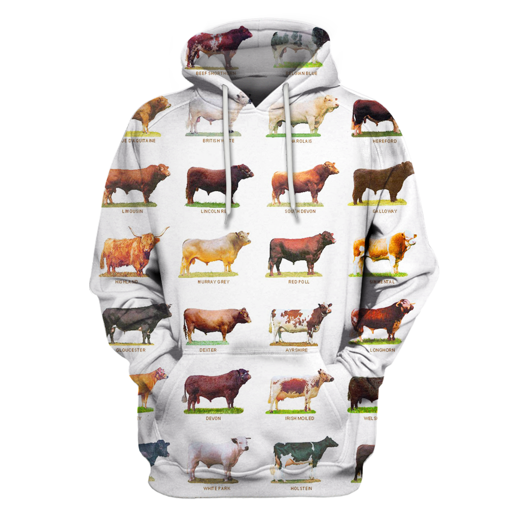 3D All Over Print Cow Hoodie <White>-Apparel-RoosterArt-Hoodie-S-Vibe Cosy™