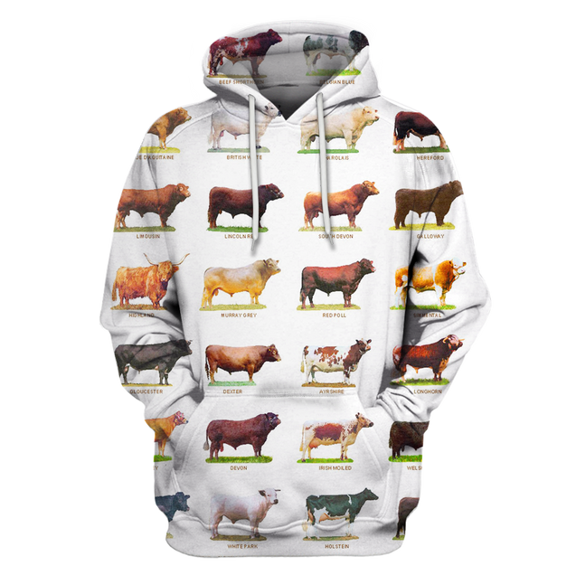 3D All Over Print Cow Hoodie <White>-Apparel-RoosterArt-Hoodie-S-Vibe Cosy™