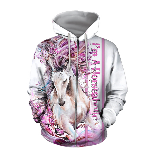 Beautiful Love Horse winter set for Women Pi091201-Apparel-NNK-Zipped Hoodie-S-Vibe Cosy™