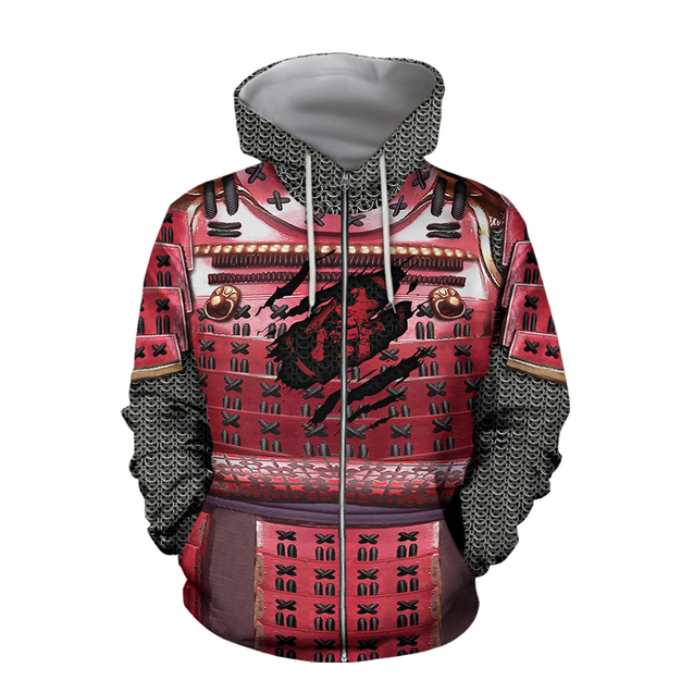 3D All Over Printed Samurai Red Armor-Apparel-6teenth World-ZIPPED HOODIE-S-Vibe Cosy™