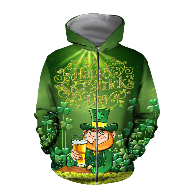 Happy St Patrick's Day Irish Hoodie T-Shirt Sweatshirt for Men and Women Pi170205-Apparel-NM-Zip hoodie-S-Vibe Cosy™