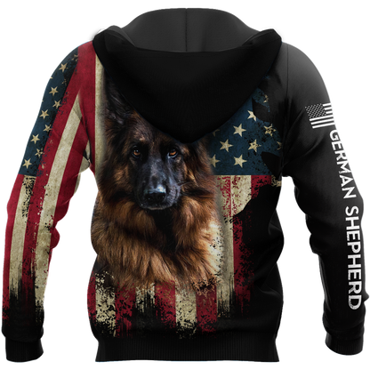 German Shepherd American Flag 3D All Over Print Hoodie