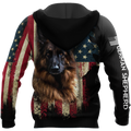 German Shepherd American Flag 3D All Over Print Hoodie